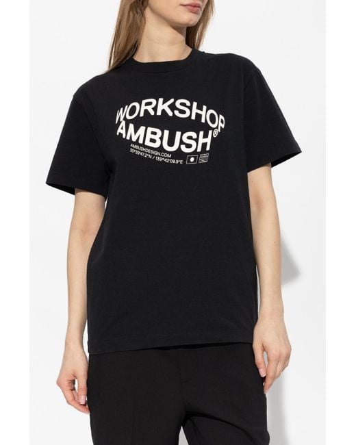 Ambush Black Logo Printed Crewneck T-Shirt