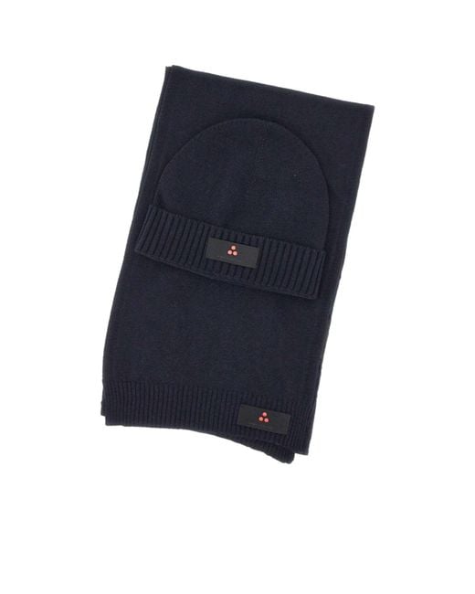 Peuterey Blue Silli 05 Ribbed Scarf And Beanie Set for men