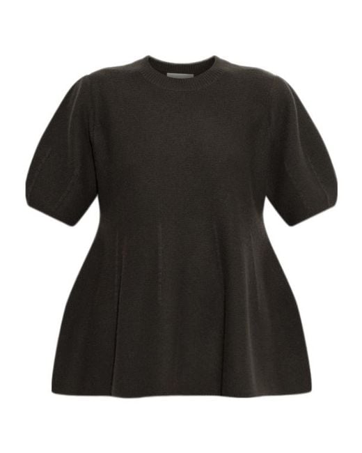 Lisa Yang Black Mella Short-Sleeve Knitted Top