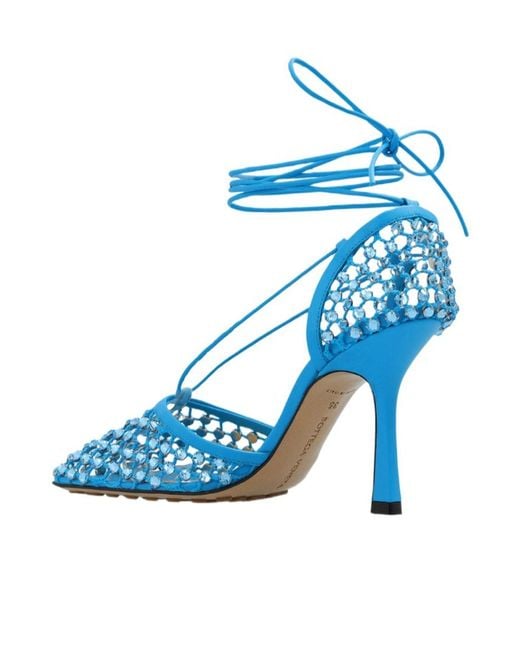 Bottega Veneta Blue Sparkle Stretch Sandals