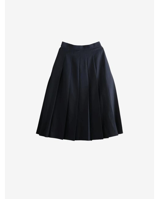 Auralee Blue Hopsack Pleated Skirt