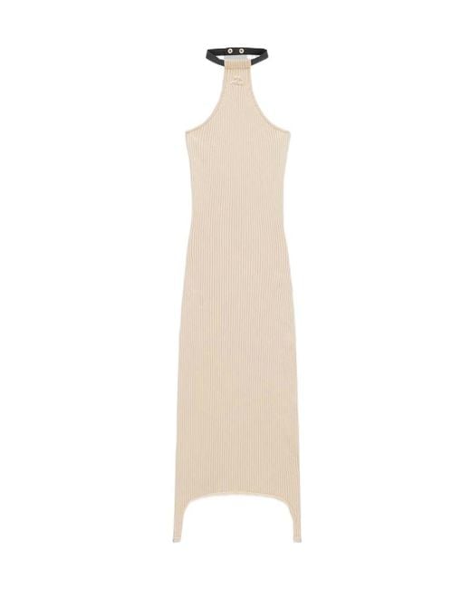 Courreges White Ribbed-Knit Halterneck Dress