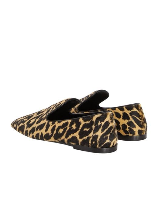 Jil Sander Brown Leopard Printed Slip-On Flat Loafers