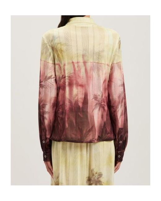 Palm Angels Pink Sunset Palms Mesh Shirt