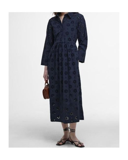 Barbour Blue Melissa Broderie Anglaise Midi Dress