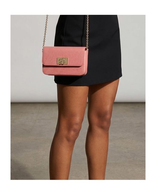 Furla Pink Mini 1927 Leather Crossbody Bag