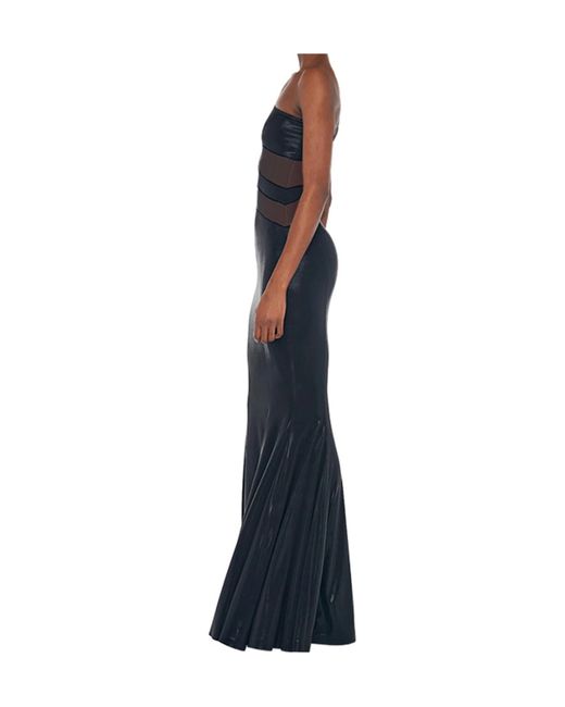 Norma Kamali Blue Mesh Panelled Fishtail Gown