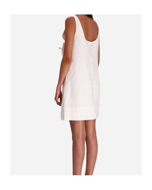 Farm Rio White Rose-Embellished Cotton Mini Dress