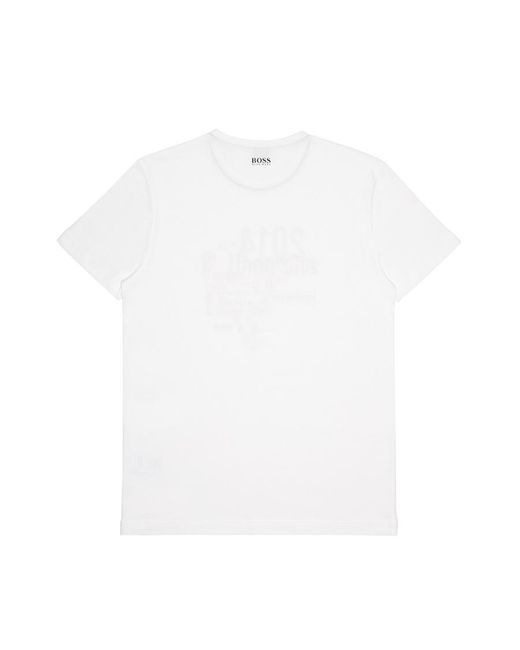 Boss White T-Shirt With Round Neck And Short Sleeves for men