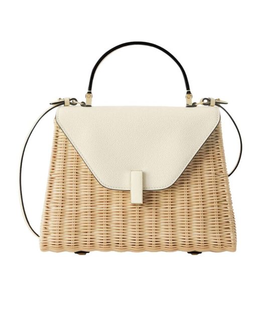 Valextra Natural Iside Leather-Trim Tote Bag