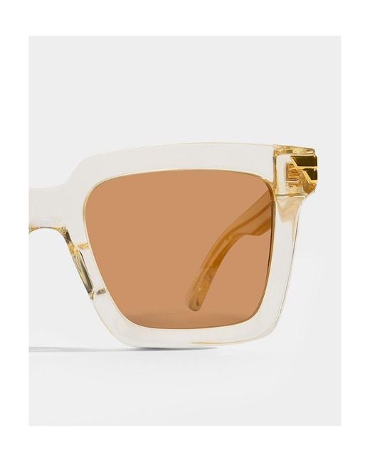 Bottega Veneta Pink Eyewear Square Frame Sunglasses