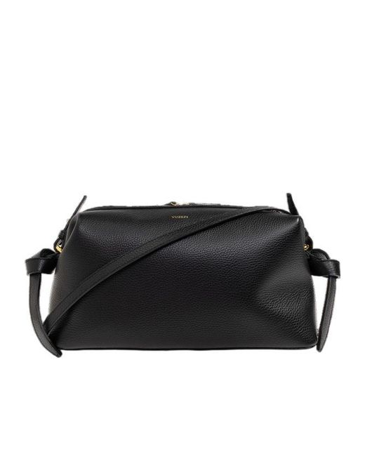 Yuzefi Black Brioche Grained Leather Shoulder Bag