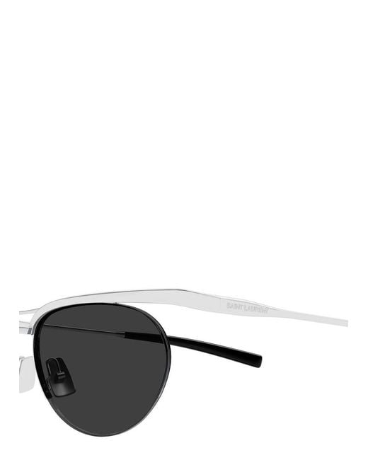 Saint Laurent White Round-Frame Sunglasses