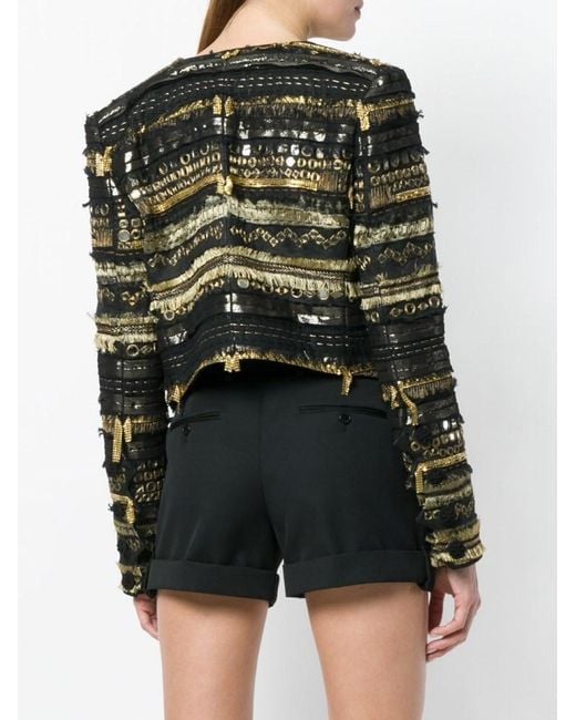 Saint Laurent Black Embroidered Fitted Jacket