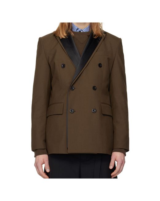 Sacai Brown Wool Blend Suit Jacket for men