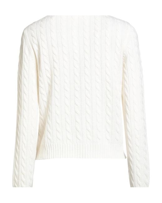 Brunello Cucinelli White Solid-Color Cashmere Thin Knitted Sweater