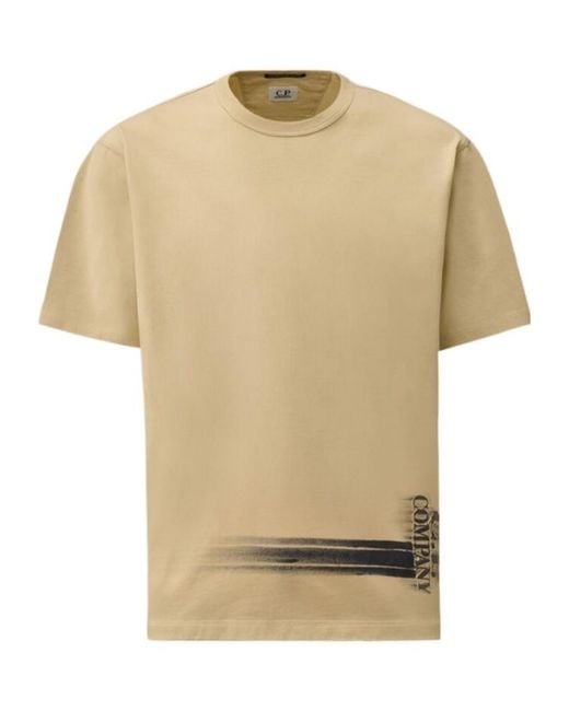 C P Company Natural Logo Printed Crewneck T-Shirt for men