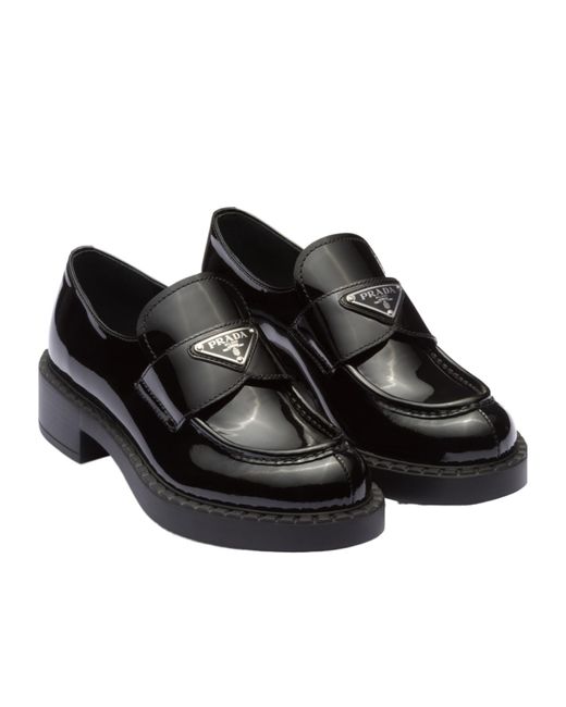 Prada Black Triangle Logo Slip-On Loafers
