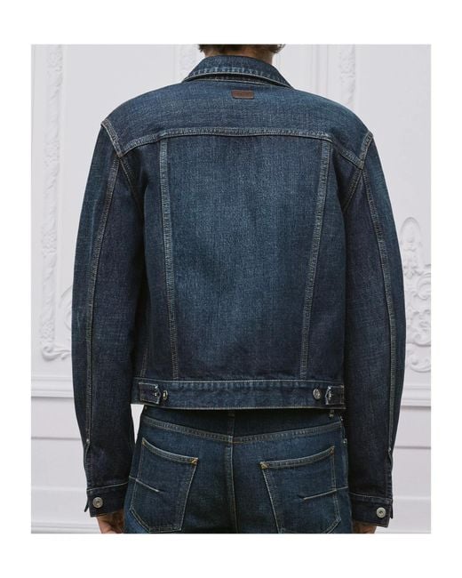 Dior Blue Contrast-Stitch Denim Jacket for men
