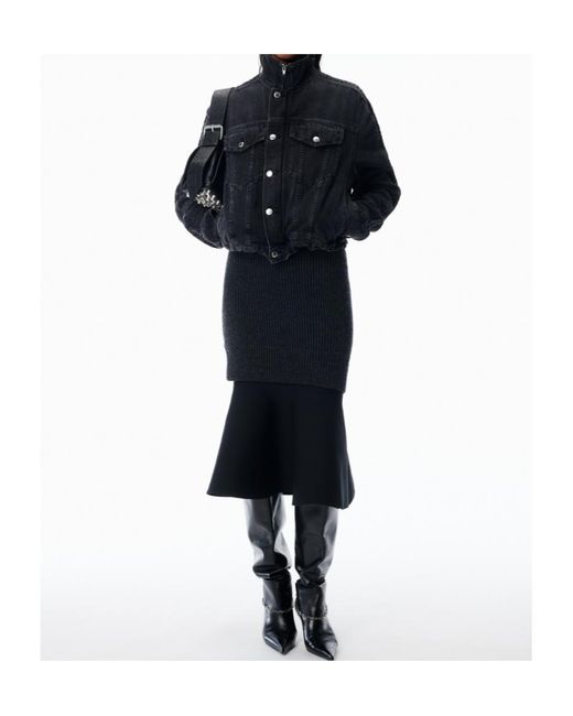 Alexander Wang Black Zip-Up Denim Jacket