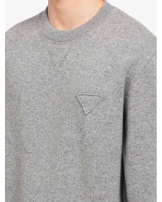 Prada Gray Long Sleeved Crewneck Sweater for men