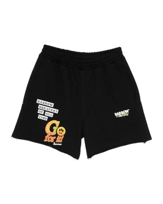 Barrow Black Logo-Print Shorts for men