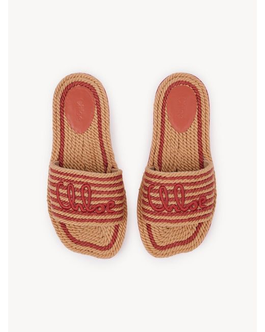 Chloé Pink Chloé Logo Slide Flat Sandals