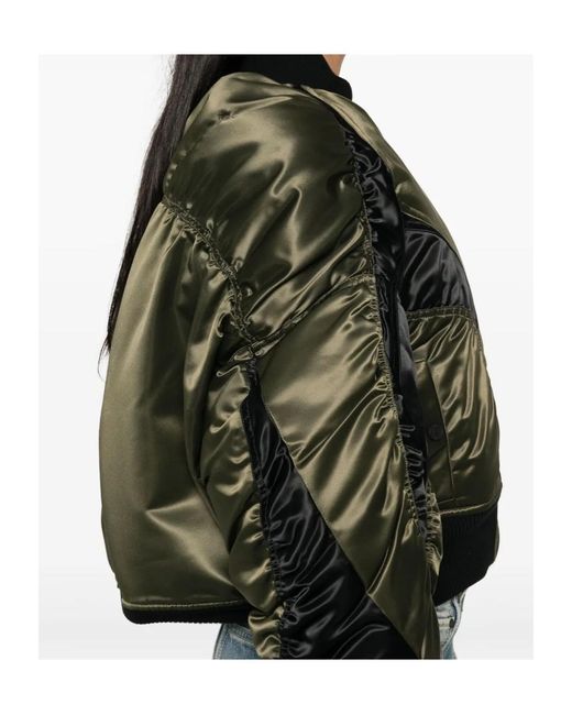 Mugler Green Satin Bomber Jacket