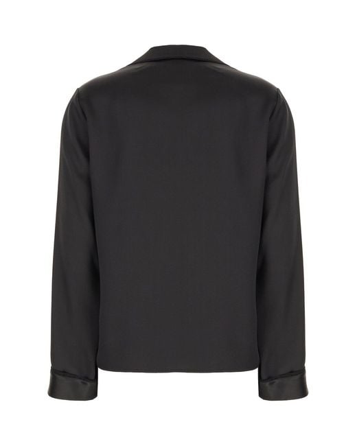 Saint Laurent Black Satin Button-Up Blouse
