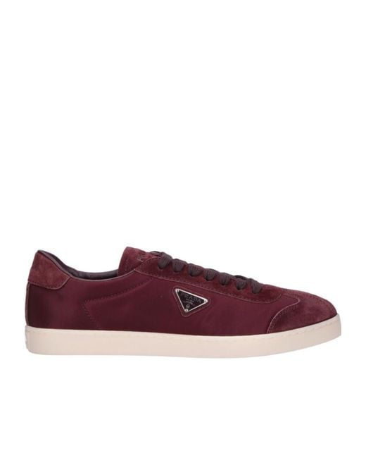 Prada Purple Fabric And Suede Sneakers for men
