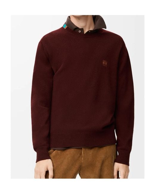 Loewe Purple Two-Tone Intarsia Detailed Jumper for men