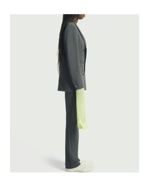 Coperni Green Pinstriped Double-Breasted Blazer