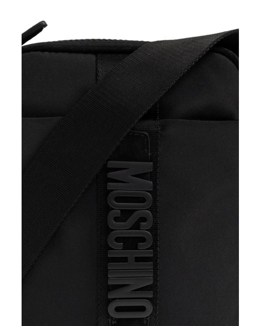 Moschino Black Logo Plaque Shoulder Bag for men