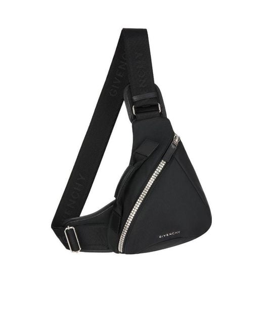 Givenchy Black Small G-Zip Triangle Shoulder Bag for men