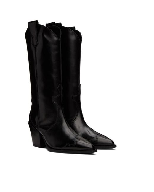 Aeyde Black 70Mm Pointed-Toe Leather Boots