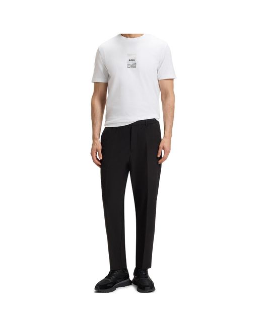 Boss White Logo Crew-Neck T-Shirt for men