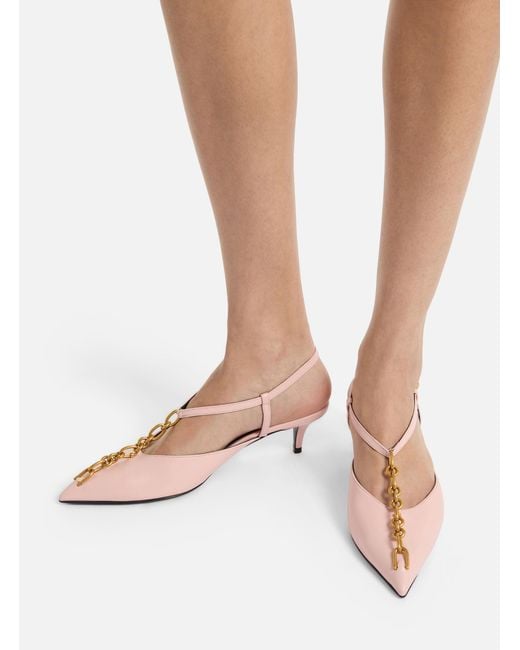 Balmain Pink Sync Chain Kitten Slingbacks