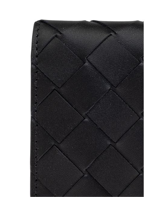 Bottega Veneta Black Woven Business Card Holder for men