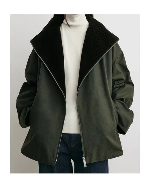 Totême Green Totême Long Sleeved Corduroy-Collar Jacket