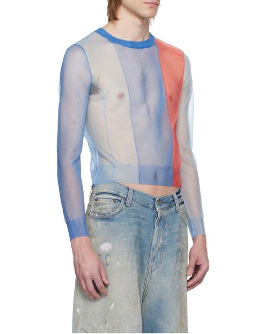 charlesjeffreyloverboy Blue Sheer Sweater for men