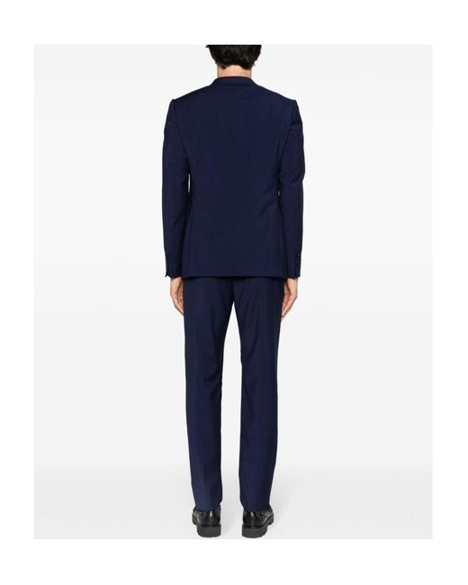 Emporio Armani Blue Single-Breasted Virgin Wool Suit for men