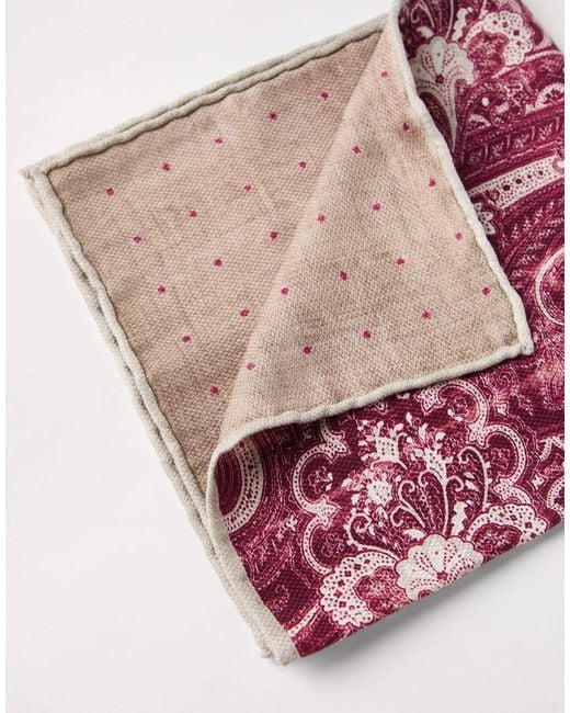 Brunello Cucinelli Pink Double Face Pocket Square for men