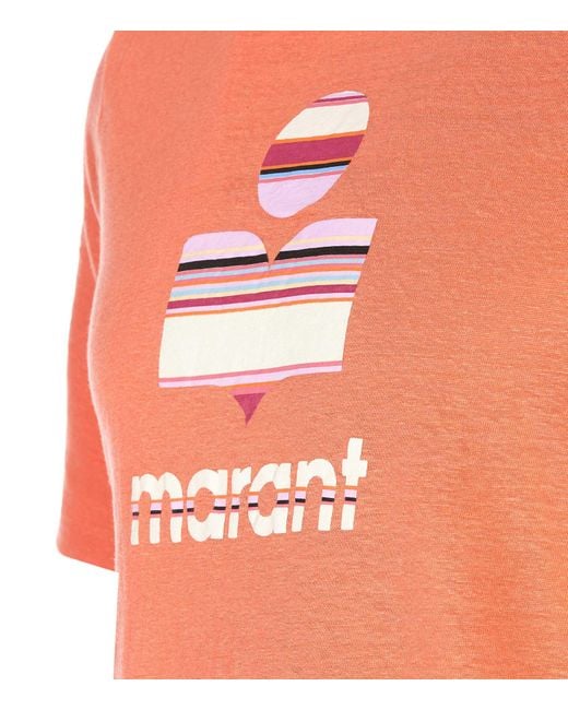 Isabel Marant Orange Logo-Print Crew-Neck T-Shirt for men