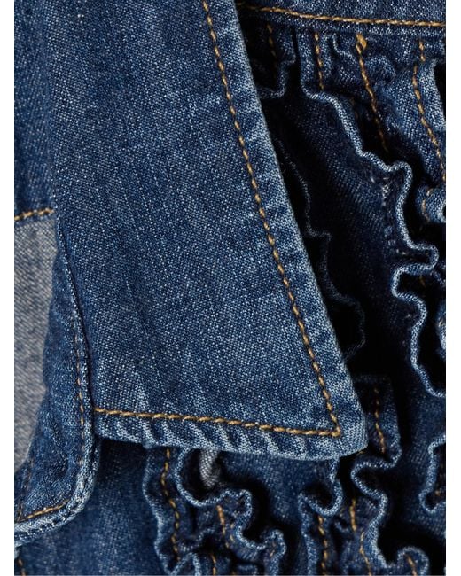 Nili Lotan Blue Lexa Ruffled Denim Shirt