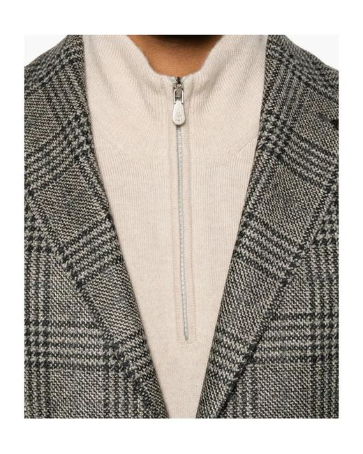 Tagliatore Gray Plaid Suit Jacket for men