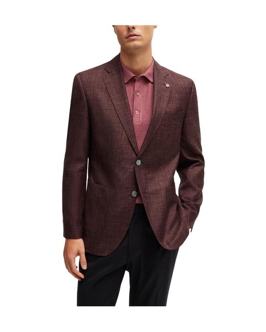 Boss Brown Check Single-Breasted Blazer for men
