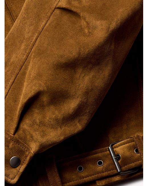 Saint Laurent Brown Asymmetric Zip Suede Jacket