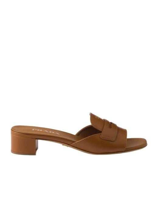 Prada Brown Leather Sandals