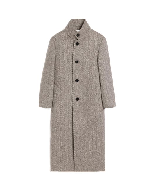 AMI Gray High-Neck Wool Coat