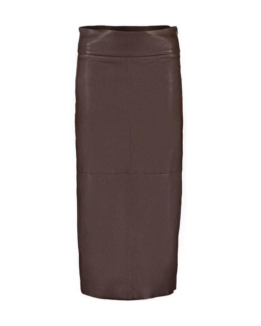 Brunello Cucinelli Brown High-Waist Pencil Skirt